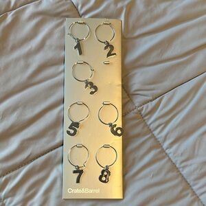 Crate&Barrel Metallic Number Wine Charms
